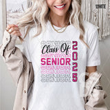 DTF Transfer - DTF009408 Class of Senior 2025 Stacked World Art Pink and Black Faux Glitter