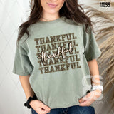 DTF Transfer - DTF009533 Thankful Stacked Word Art Leopard Faux Glitter