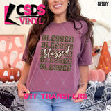 DTF Transfer - DTF009534 Blessed Stacked Word Art Leopard Faux Glitter