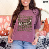 DTF Transfer - DTF009534 Blessed Stacked Word Art Leopard Faux Glitter