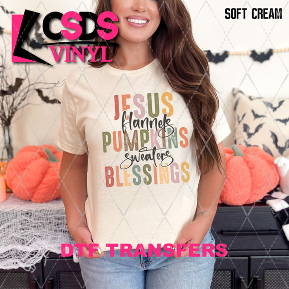 DTF Transfer - DTF009537 Jesus Flannels Pumpkins Sweaters Blessings