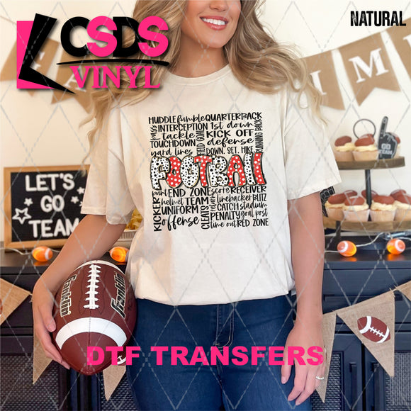 DTF Transfer - DTF009562 Football Black Word Collage Red White