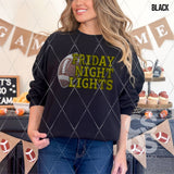 DTF Transfer - DTF009611 Friday Night Lights Faux Rhinestones/Embroidery Gold