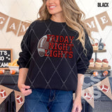 DTF Transfer - DTF009612 Friday Night Lights Faux Rhinestones/Embroidery Red