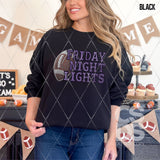 DTF Transfer - DTF009613 Friday Night Lights Faux Rhinestones/Embroidery Purple