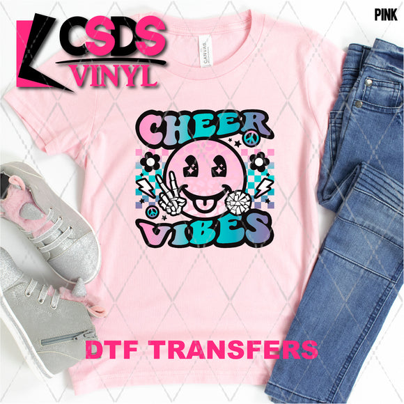 DTF Transfer - DTF009677 Cheer Vibes Smile Pink Blue Purple