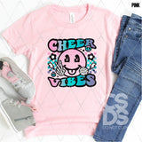 DTF Transfer - DTF009677 Cheer Vibes Smile Pink Blue Purple