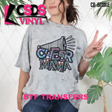 DTF Transfer - DTF009682 Cheer Mama Megaphone Colorful Faux Rhinestones