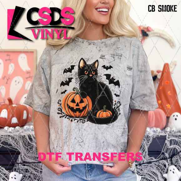 DTF Transfer - DTF009760 Halloween Black Cat Faux Embroidery