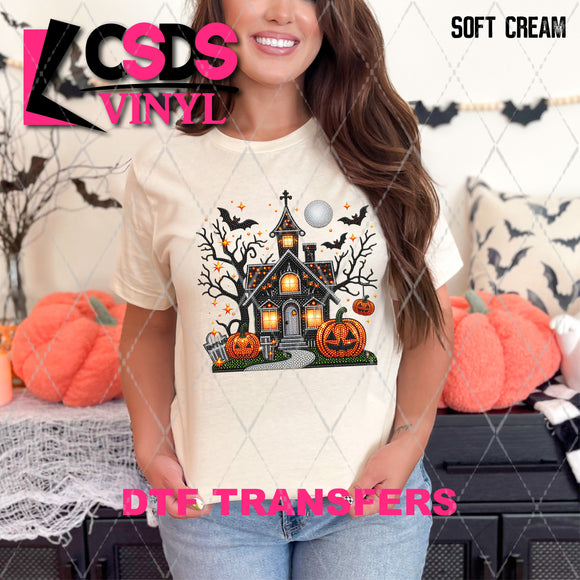 DTF Transfer - DTF009761 Halloween House Faux Embroidery