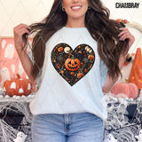 DTF Transfer - DTF009764 Halloween Heart Faux Embroidery