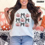 DTF Transfer - DTF009837 Pumpkin and Bows Coquette Grid