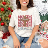 DTF Transfer - DTF009856 Amazing Grace Stacked Word Art Faux Rhinestone/Embroidery