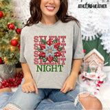 DTF Transfer - DTF009873 Silent Night Stacked Word Art Faux Rhinestone/Embroidery