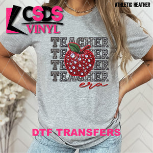 DTF Transfer - DTF010017 Teacher Era Stacked Word Art Faux Rhinestone