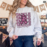 DTF Transfer - DTF010124 Tackle Cancer Stacked Word Art Faux Rhinestone/Glitter