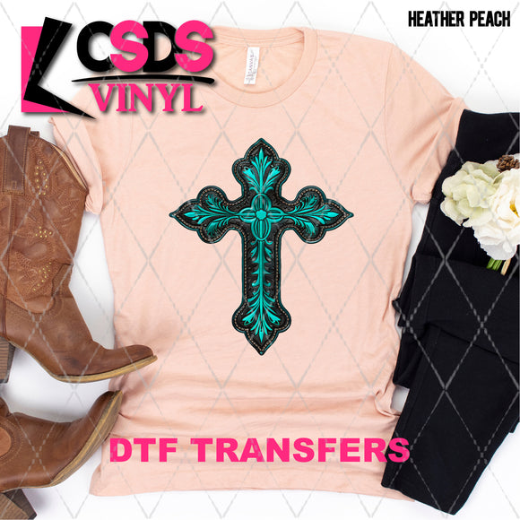 DTF Transfer - DTF010128 Ornate Cross Faux Leather