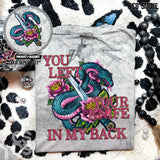 DTF Transfer - DTF010168 You Left Your Knife in My Back Snake Faux Embroidery Pocket