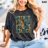 DTF Transfer - DTF010221 Fierce Tiger Stacked Word Art Faux Embroidery/Glitter