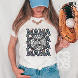 DTF Transfer - DTF010241 Mama Baseball/Softball 2 Stacked Word Art Faux Rhinestones