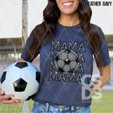 DTF Transfer - DTF010249 Mama Soccer Stacked Word Art Faux Rhinestones