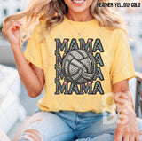 DTF Transfer - DTF010250 Mama Volleyball Stacked Word Art Faux Rhinestones