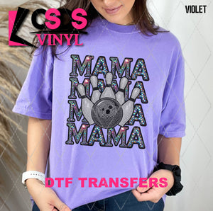 DTF Transfer - DTF010251 Mama Bowling Stacked Word Art Faux Rhinestones