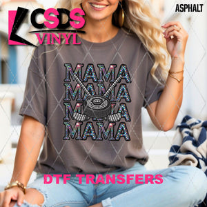 DTF Transfer - DTF010257 Mama Hockey Stacked Word Art Faux Rhinestones