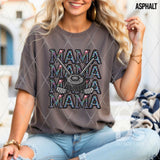 DTF Transfer - DTF010257 Mama Hockey Stacked Word Art Faux Rhinestones