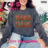 DTF Transfer - DTF010266 Mama Claus Faux Embroidery/Glitter