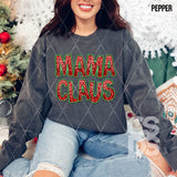 DTF Transfer - DTF010266 Mama Claus Faux Embroidery/Glitter