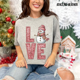 DTF Transfer - DTF010277 Love Snowman Faux Embroidery/Glitter