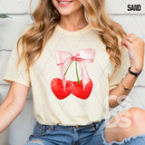 DTF Transfer - DTF010352 Watercolor Cherries with a Bow