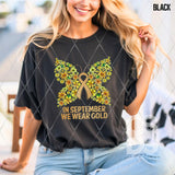 DTF Transfer - DTF010452 In September We Wear Gold Floral Butterfly