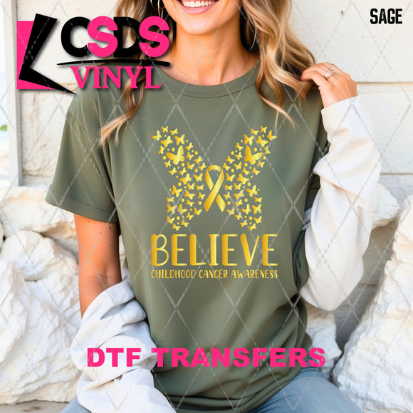 DTF Transfer - DTF010463 Believe Butterfly Childhood Cancer Awareness