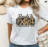 DTF Transfer - DTF010470 Ready to Fight Determined to Win Gold Faux Glitter