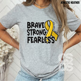 DTF Transfer - DTF010476 Brave Strong Fearless Defeat Childhood Cancer