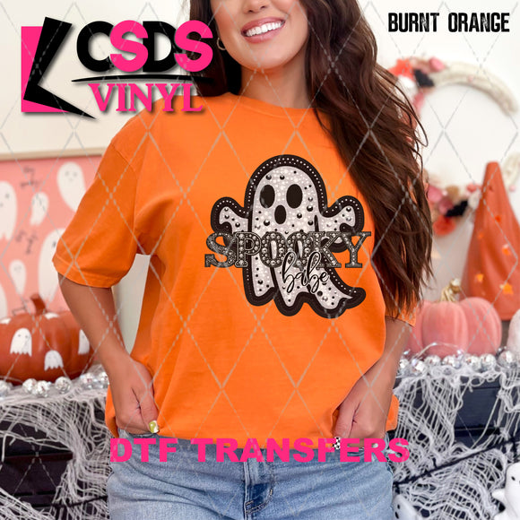 DTF Transfer - DTF010602 Spooky Babe Ghost Faux Embroidery/Rhinestones