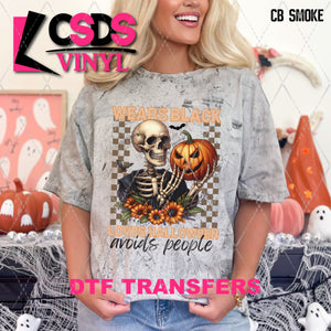 DTF Transfer - DTF010615 Wears Black Loves Halloween Avoids People