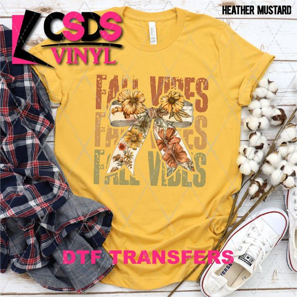 DTF Transfer - DTF010626 Fall Vibes Floral Bow Stacked Word Art