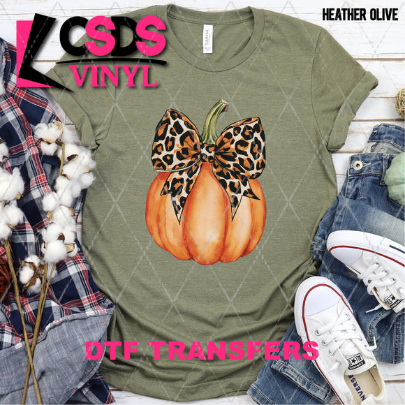 DTF Transfer - DTF010664 Watercolor Pumpkin with Leopard Bow