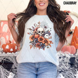 DTF Transfer - DTF010667 Fall Floral Skull and Ghost