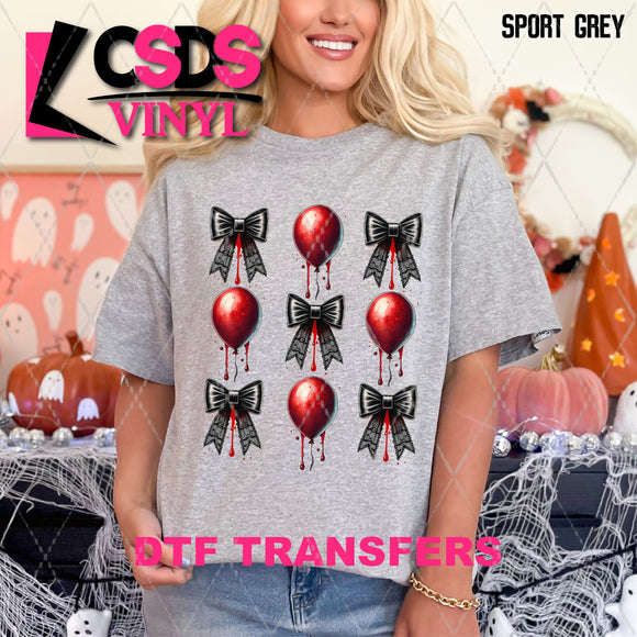 DTF Transfer - DTF010670 Black Bows and Red Balloons Grid