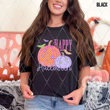 DTF Transfer - DTF010728 Happy Halloween Bright Checkered Pumpkins