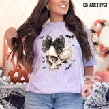 DTF Transfer - DTF010734 Spooky Skull with a Bow and Bats