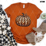 DTF Transfer - DTF010754 Leopard Pumpkin Faux Rhinestones