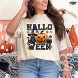 DTF Transfer - DTF010758 Halloween Cat and Jack-O-Lantern Faux Glitter