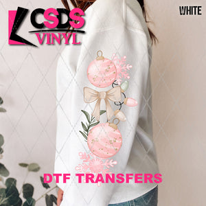 DTF Transfer - DTF010918 Merry Christmas Pink Ornaments Sleeve