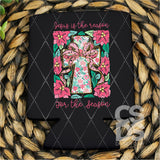 DTF Transfer - Stock Gang Sheet - DTFGANG0128 Pink and Teal Floral Christmas