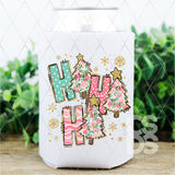 DTF Transfer - DTF010949 Ho Ho Ho Christmas Tree Pink and Teal Floral